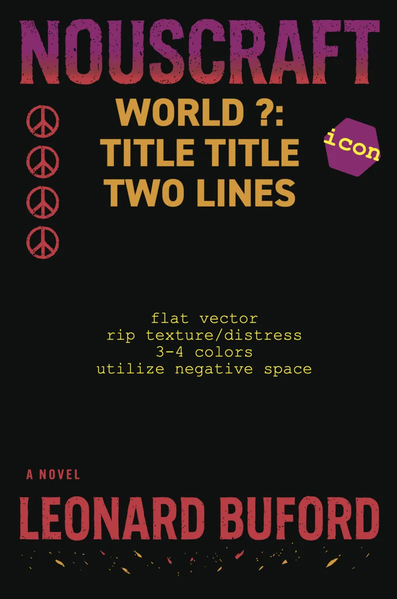 Cover layout template with the brief: flat vector, rip texture, three to four colors, negative space